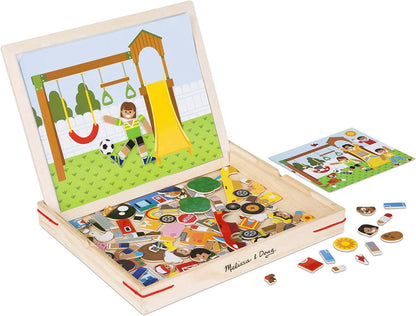 Melissa & Doug Wooden Matching Picture Game with 119 Magnets and Scene Cards, Multi-Colour Earthlets